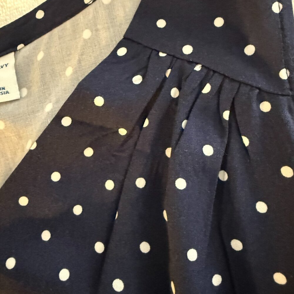 NWT Old Navy VNeck Blue Sleeveless Top w White Polka Dots Keyhole Back Womens XL - Picture 3 of 7